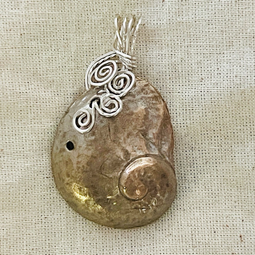 Silver and Copper Seashell Pendant